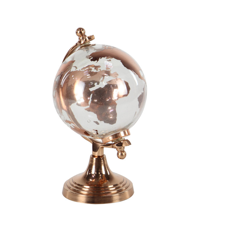 Margie Aluminum Metal Educational/Geographic Earth Globe with Tiered Base, 24" H x 24" W x 29" D, Copper
