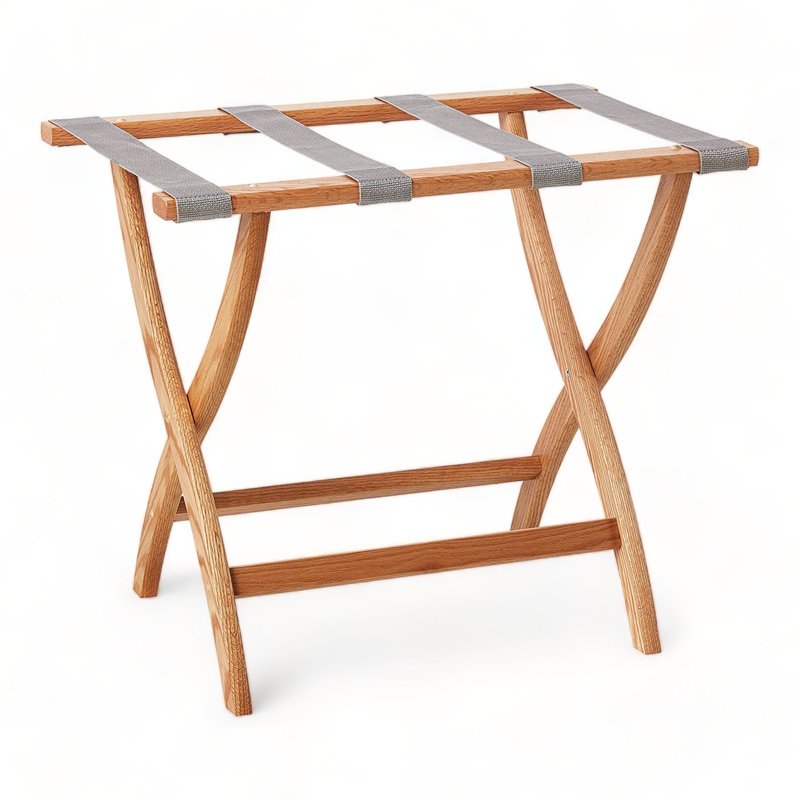 Porte-bagages pliable en bois, Chêne clair, Brun