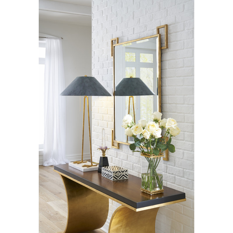 Thames 60'' Gold and Black Wood Console Table
