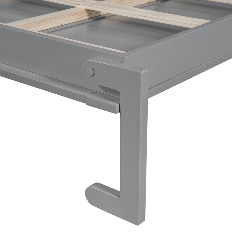 Lit gris à économie d'espace - lumières à DEL et lattes flexibles, Gris
