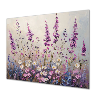 Wildflower Morning Dew In Lavender Field III - Décoration murale en métal fleurs sauvages