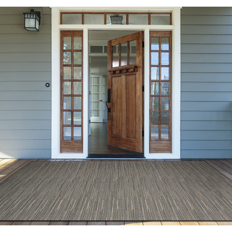 Veun Performance Flatweave Striped Grey Indoor Outdoor Rug, Rectangle 2' x 3'7"