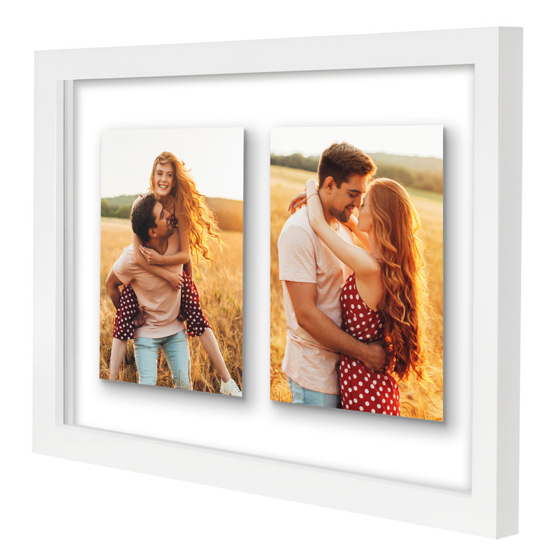 Cadre flottant Olivero - Affichez deux photos, Blanc, 10 po x 14 po