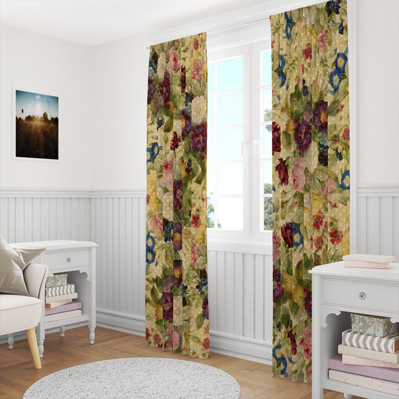 Panneau de rideau floral semi-transparent, L 20 po x L 61 po