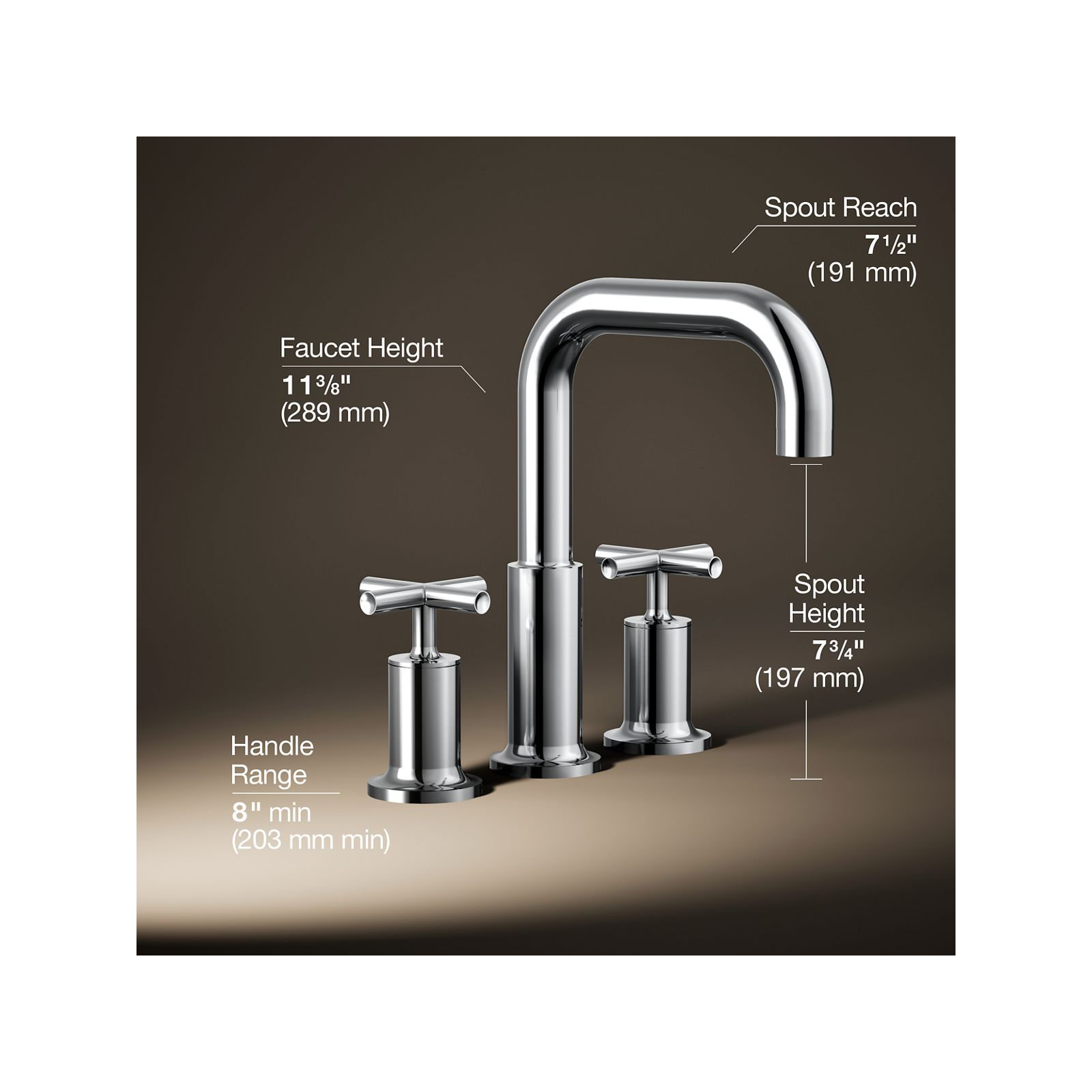 Purist Deck-Mount Bath Faucet Trim for High-Flow Valve with Cross Handles, Polished Chrome