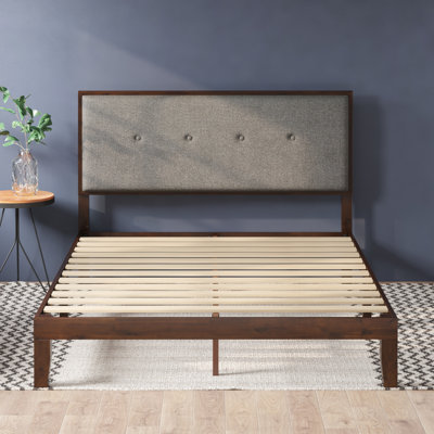 Structure de lit plateforme en bois massif Zinus Moiz de 42 po avec tête de lit tapissier réglable