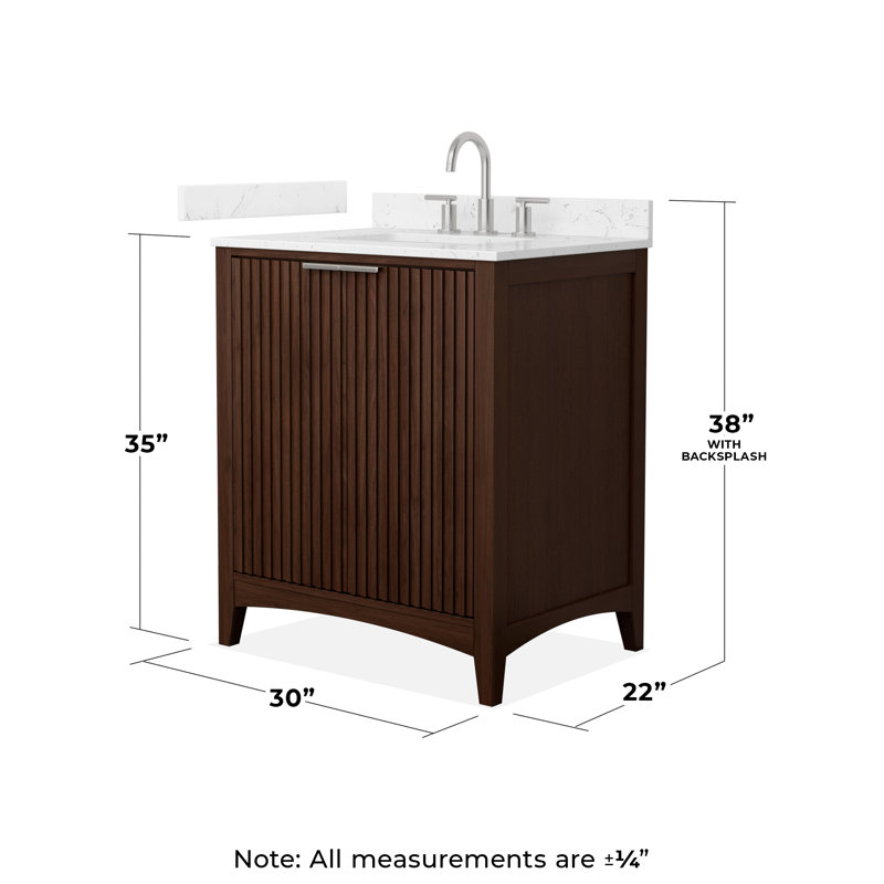 Palmilla 30" Freestanding Single Bathroom Vanity with Cultured Marble Top, Beige, Matte Black, Carrara Cultured Marble