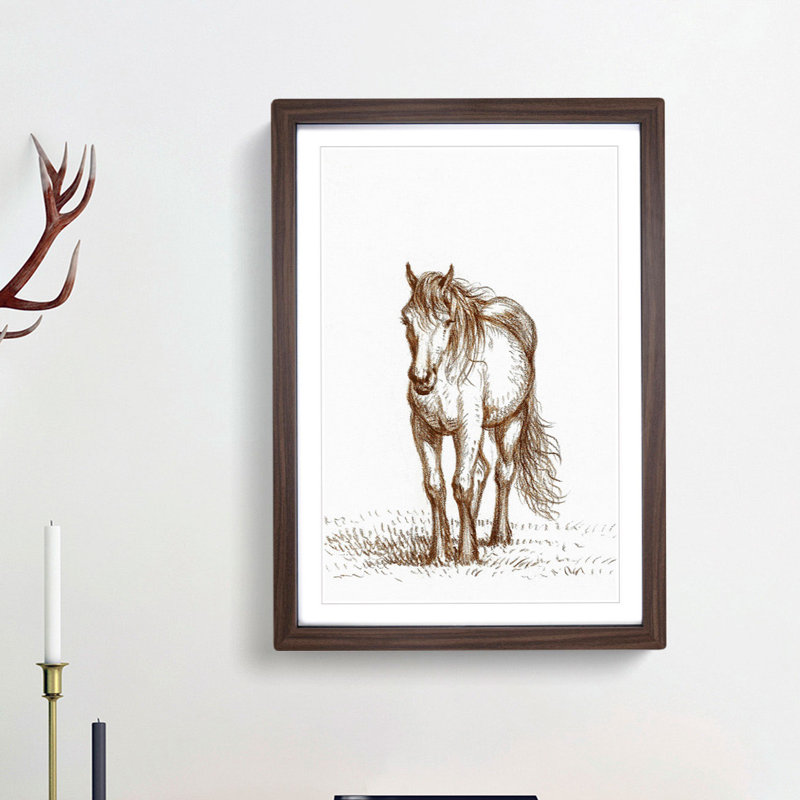 Portrait of a Horse by Jean Bernard - Picture Frame Painting Print, 48cm H x 36cm W x 2cm D, Walnut Framed