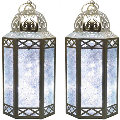 Decorative Moroccan Candle Lantern with LED Fairy Lights