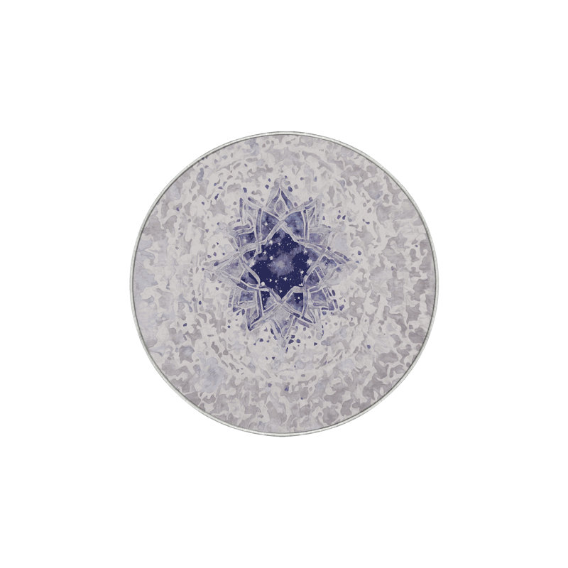 Tapis blanc soyeux et moelleux, Rond 5 pi