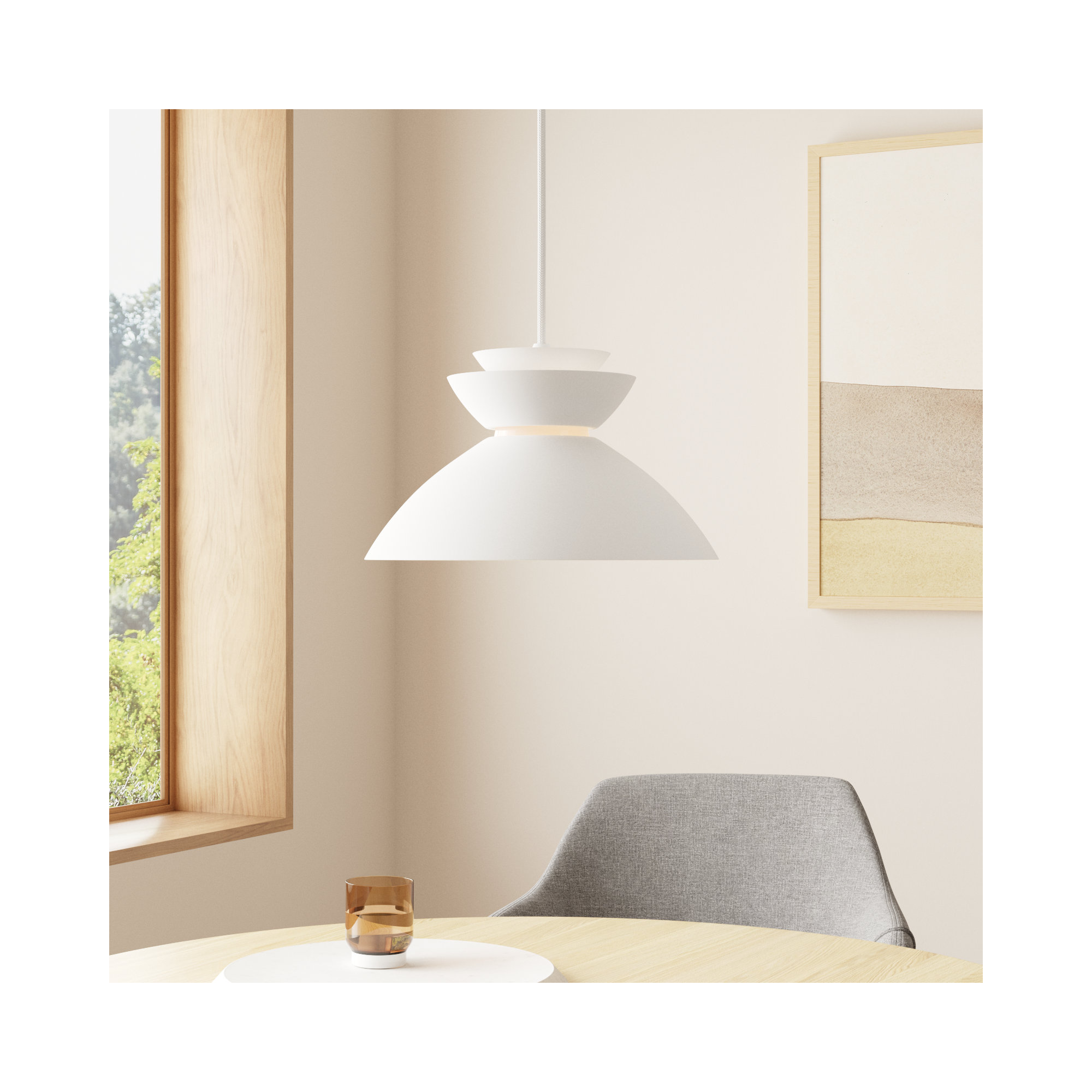 Hannes 1-Light Dimmable Dome Pendant, White