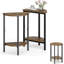 Ensemble de 2 tables d'appoint demi-rondes, petites tables de bout à 2 niveaux pour le salon, table de canapé étroite avec pieds réglables, table basse polyvalente pour petits espaces-413762526