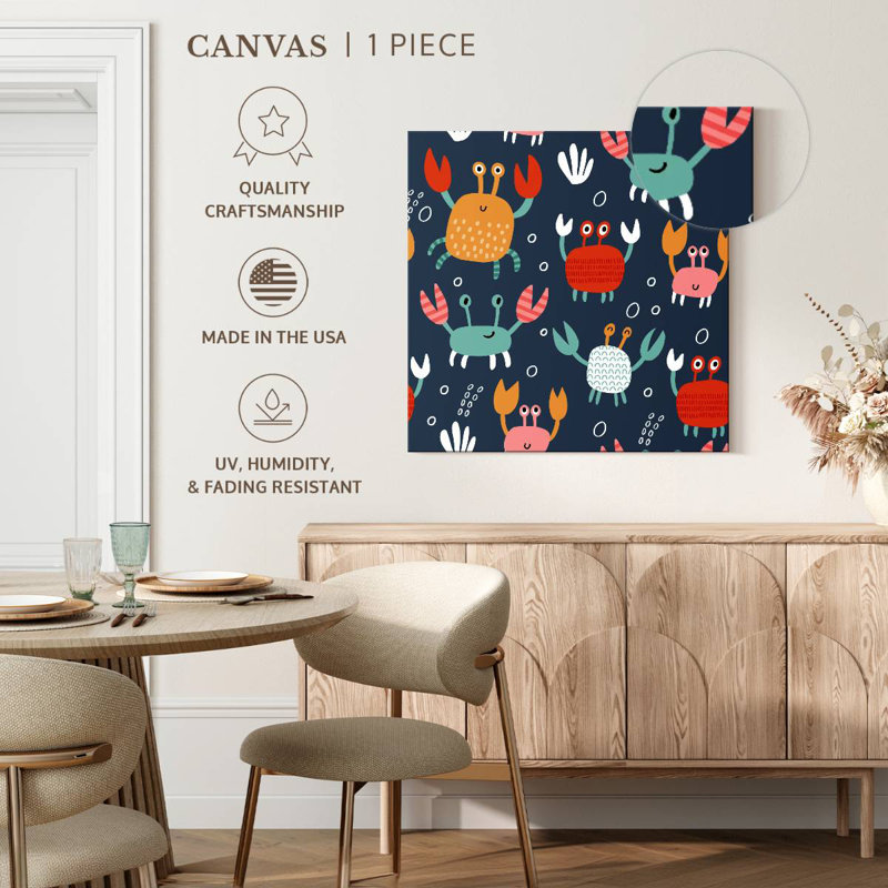 Ashelle Pattern Of Cute Crabs, 16" H x 16" W