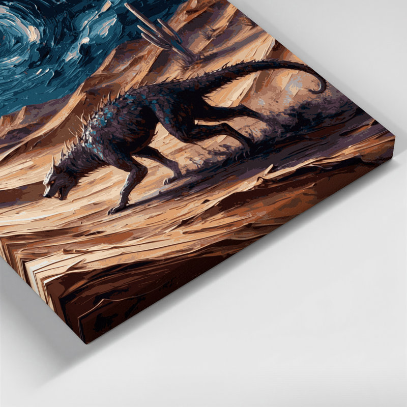 «Southwestern Animals» Chupacabra 14, art sur toile mauve, H 8 po x l 8 po