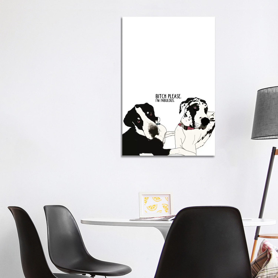 Bitch Please Deutsche Doggen von Sketch And Paws - Galerie-verpackte Leinwand Giclée