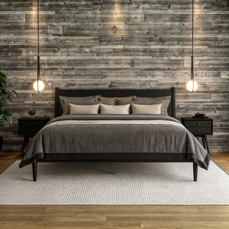 Lit plateforme Ashlie, Très grand lit, Noir