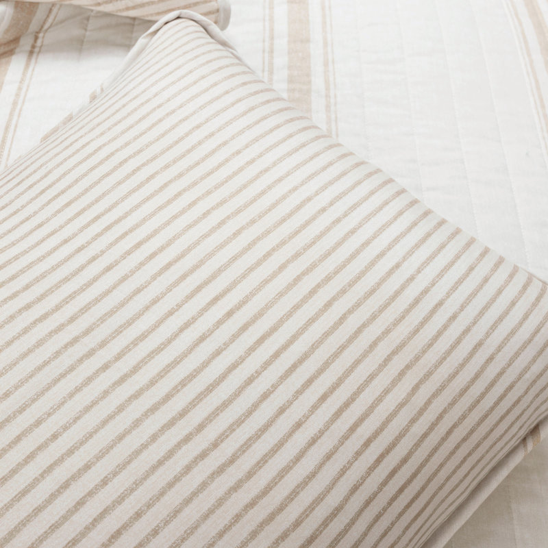 Farmhouse Stripe King Cotton Quilt Set in Neutral - Reversible