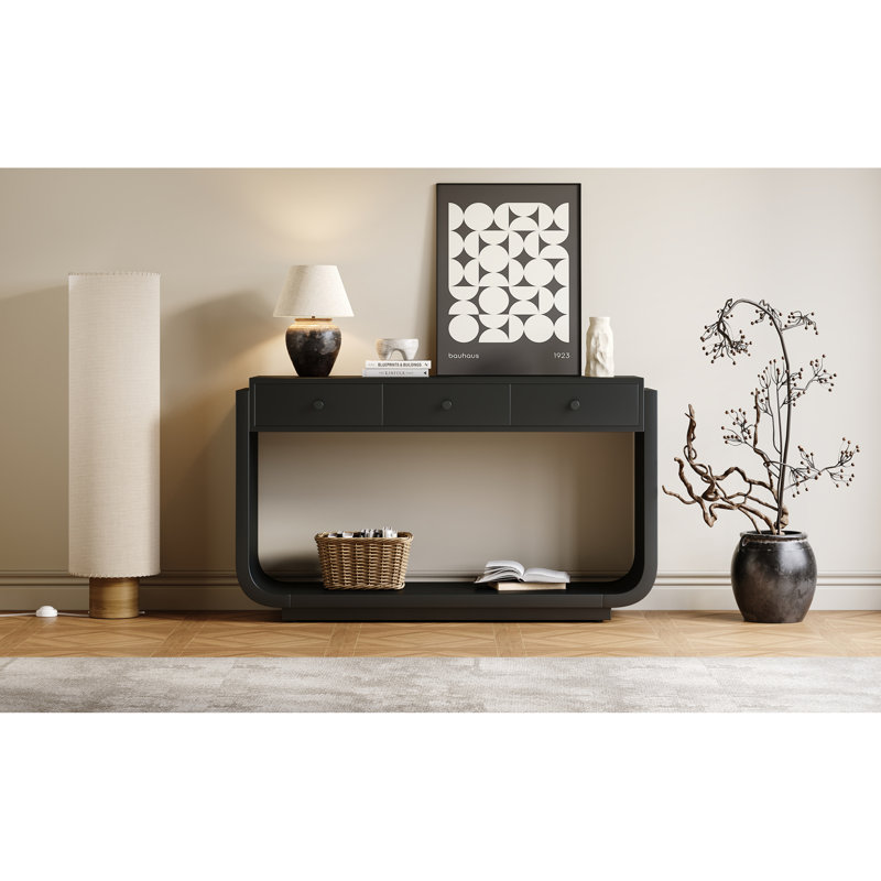 Canapé et console avec rangement, table d'entrée moderne en MDF noir