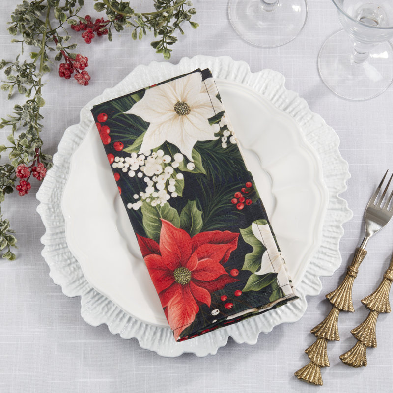 Winter Bloom Poinsettia Napkin (Set of 4)