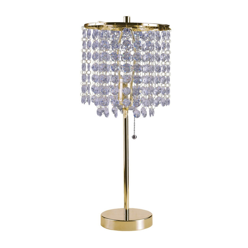 20,25 "Lampe de table haute en métal" Glam Deco "avec finition dorée et accents de cristal