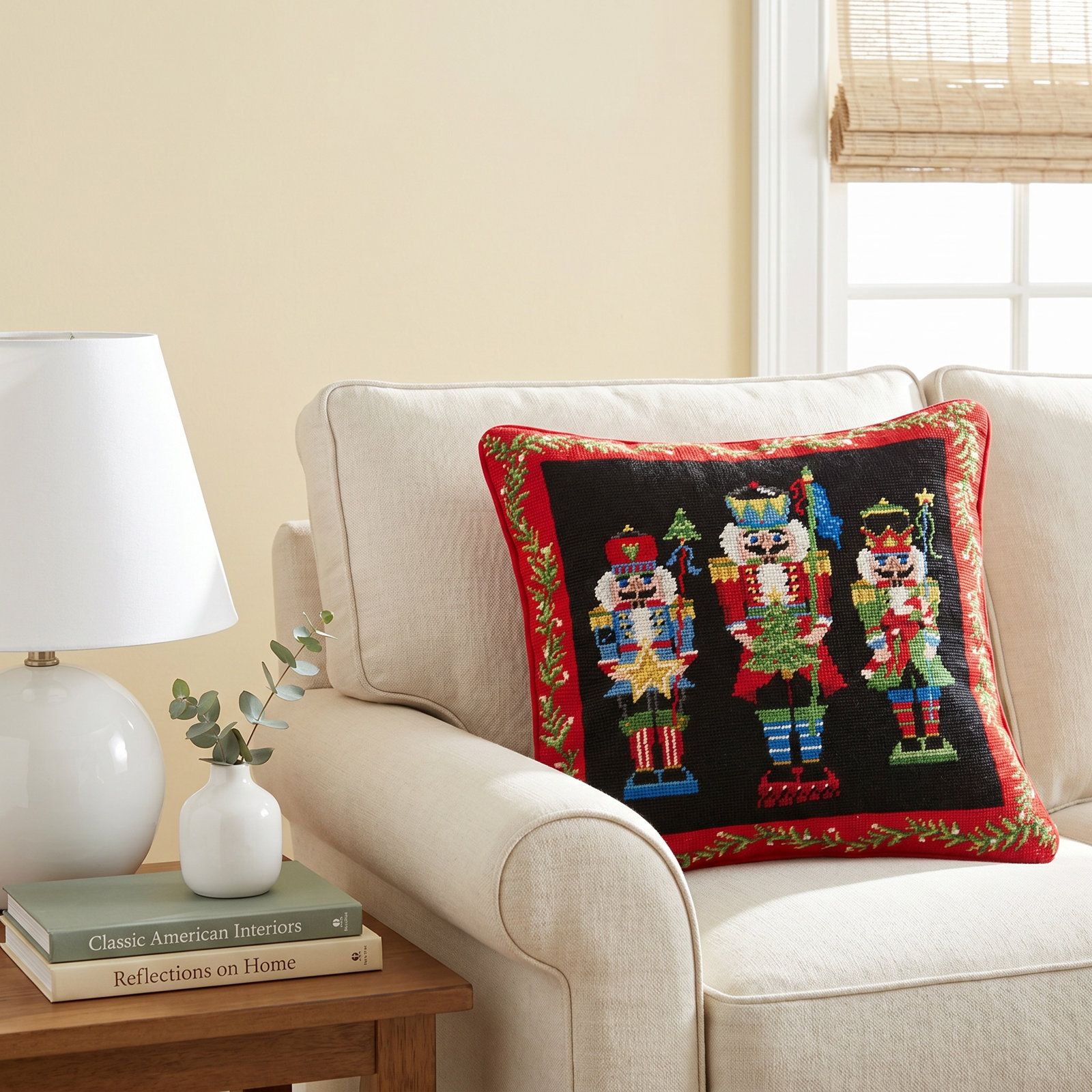  Nutcracker Pageantry Needlepoint Throw Pillow