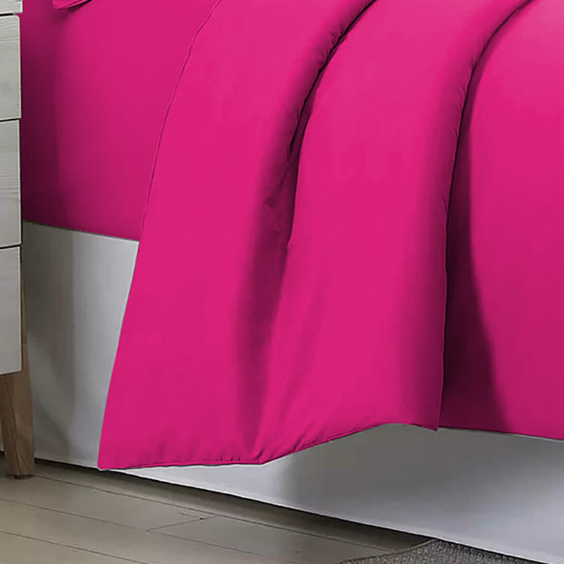 Humiston Solid Colour Duvet Cover Set with Pillowcases Included, Pink, King Duvet Cover + 2 Standard Pillowcases
