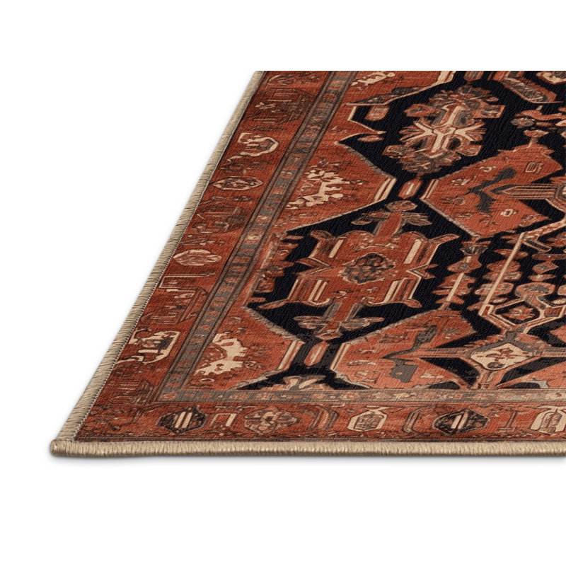 Tapis brun lavable à la machine, Rond 3 pi