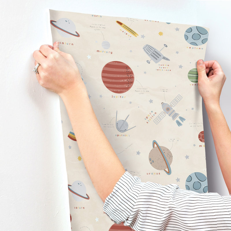 Space Adventure Beige Outer Space Wallpaper
