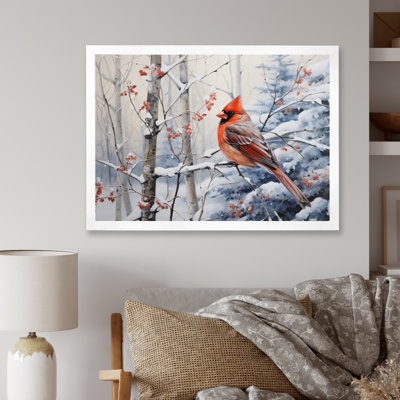 Canada Red Cardinal Bird Winter Wonderland I - Canada Canvas Prints