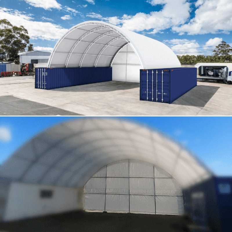 Back Wall For Container Canopy Shelter 40' W, Heavy Duty Waterproof Tarp,  295" H x 480" W x 1" D
