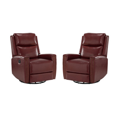 Ramus 30.31'' Wide Genuine Leather Swivel Rocker Recliner Set of 2