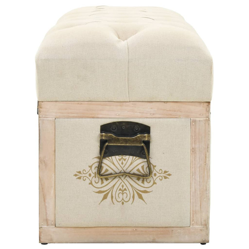 Storage Bench 43.3" Cream Solid Wood Fir