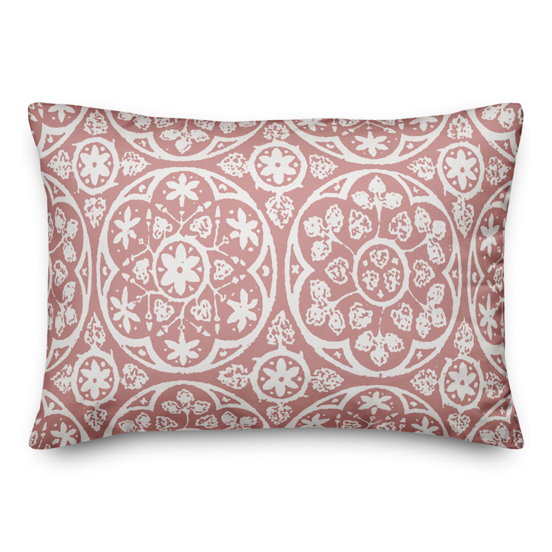 Housse et insert de coussin rectangulaire d'extérieur Tile 20, Rose
