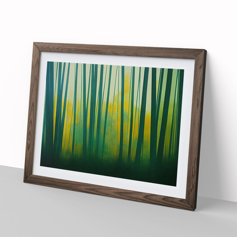 Colourful Bamboo Forest Vol.3 - Single Picture Frame Print, 46cm H x 64cm W x 2cm D, Walnut