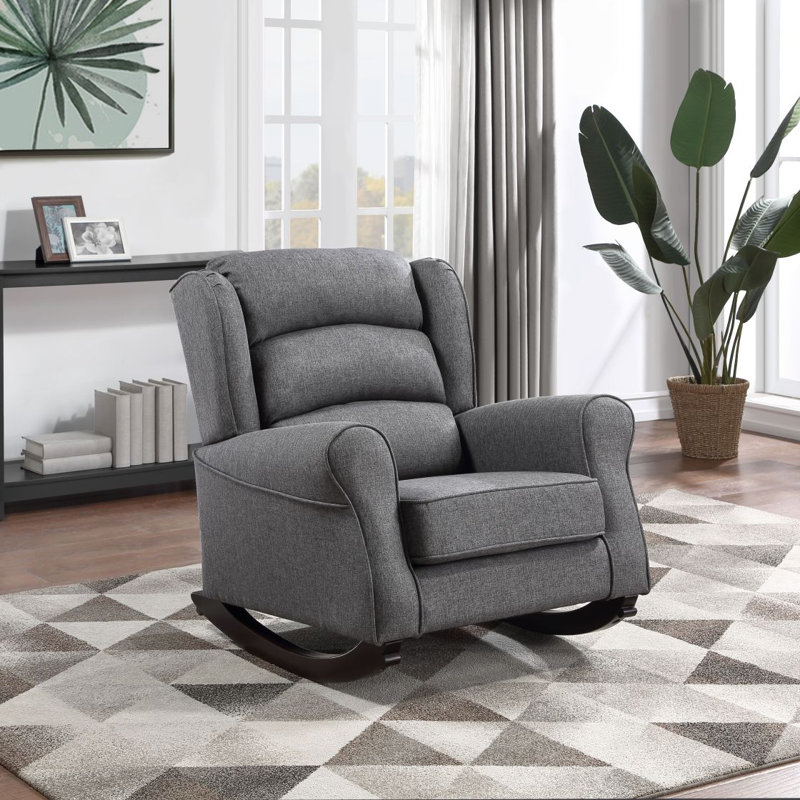 Chaise berçante Fabien en tissu gris