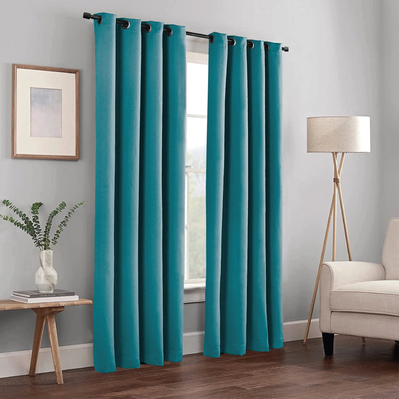 Frasco Blackout Curtain Pair, 167.64cm Width x 137.16cm Drop, Teal