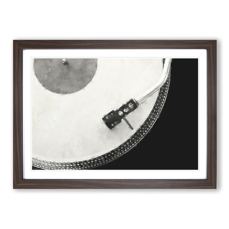 Needle of the Turntable - Picture Frame Graphic Art Print, 24cm H x 33cm W x 2cm D, Walnut Framed