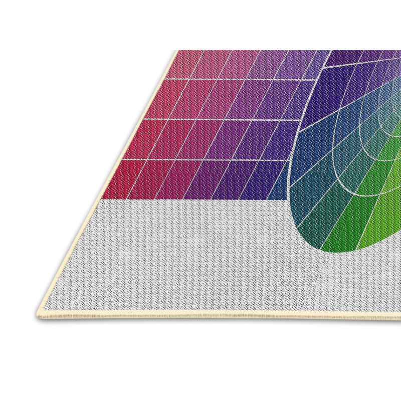 Tapis gris/vert/rouge à motifs, Rectangle 5 pi x 7 pi