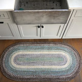 Tapis bleu / ivoire / gris en polypropylène tissé à la machine Balchand
