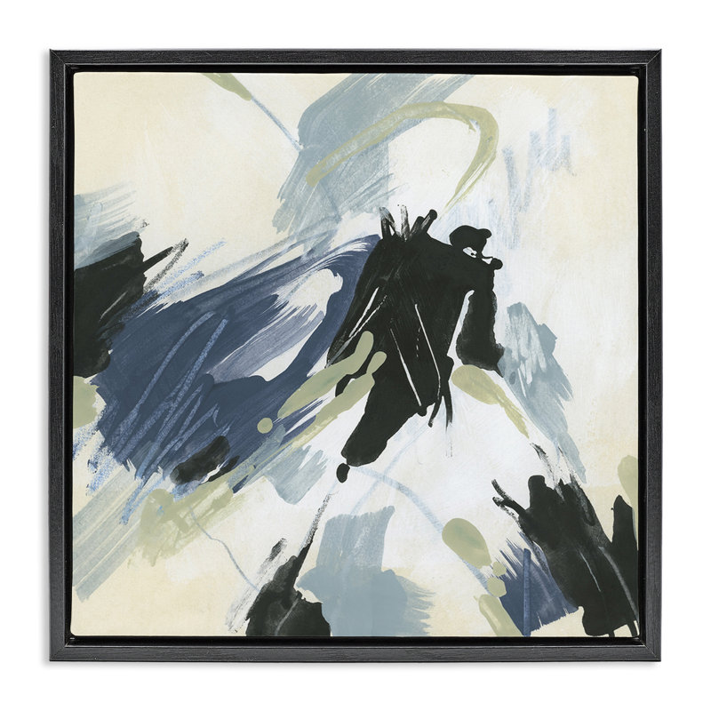 Art mural dynamique sur toile à motif abstrait dynamique par June Erica Vess, Cadre flottant noir de jais