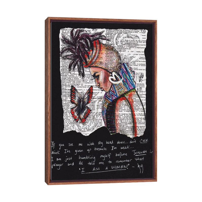 «I Am a Woman» par l'artiste Ria - impression d'art graphique, H 40 po x l 26 po x P 1,5 po, Aucun mat