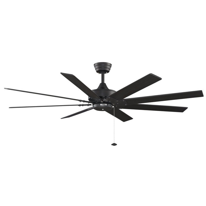 Levon 63 inch Indoor Ceiling Fan - Black with Black blades, Black