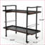 Modern Industrial Bar Cart with 2 Shelves &amp; Bottle Holders | Wood, Walnut Brown-1233542797