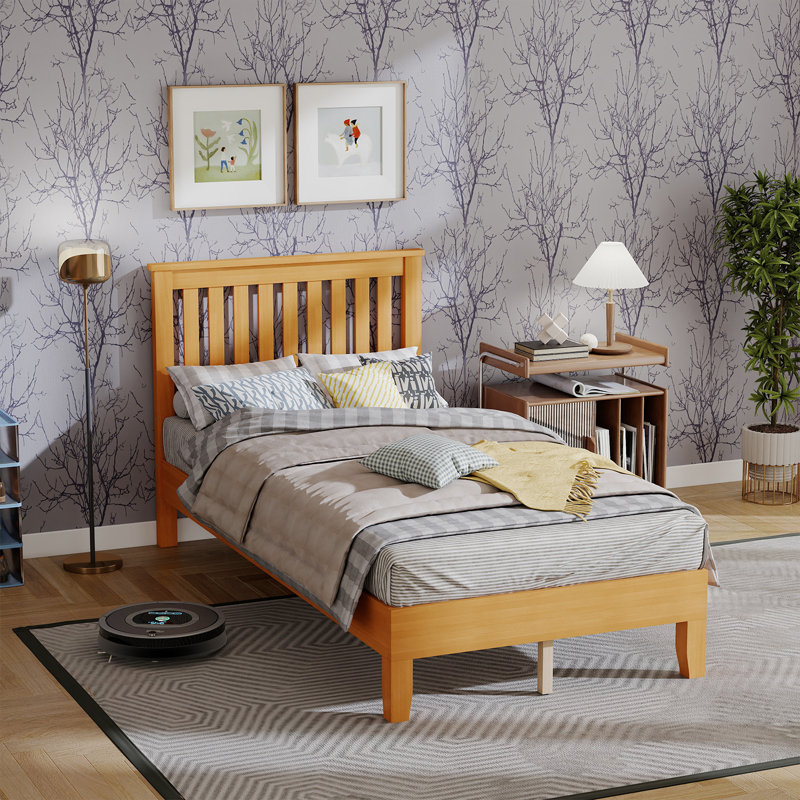 Bed Frame Wooden Platform Bed Frame Wood Slats Support Bed Frame Solid Foundation Wooden Bed Frame With Headboard For Home Bedroom