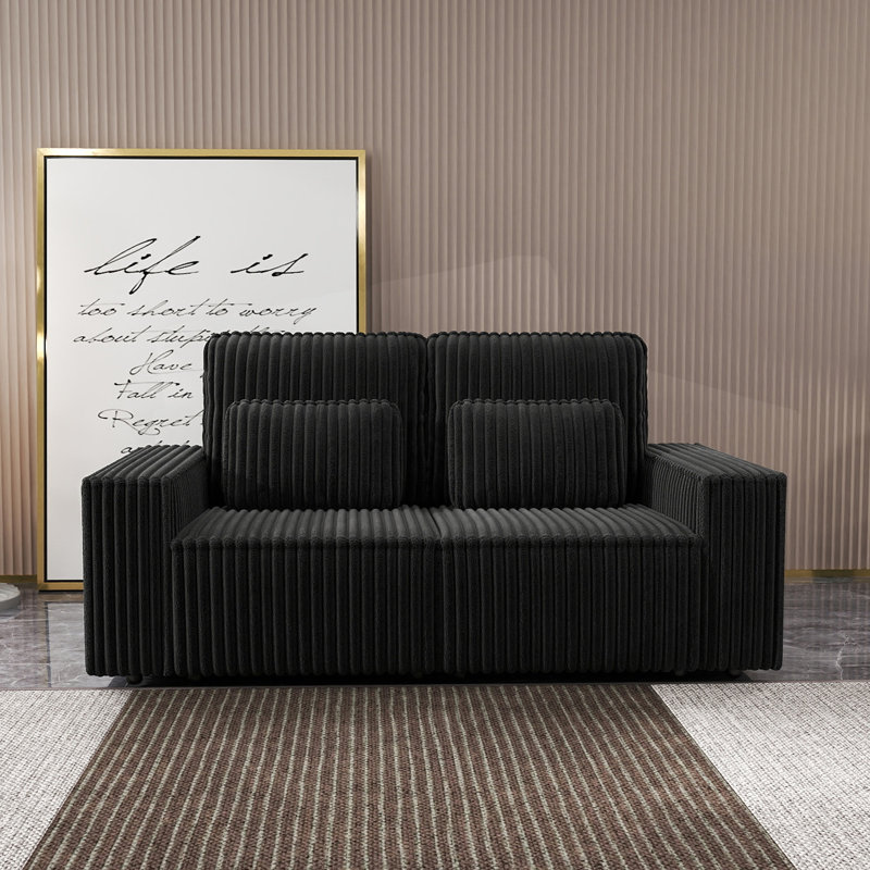 Canapé en éponge Corduroy, idéal pour les salons, Noir
