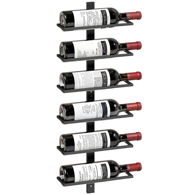 Multi-tiered, Wall Mounted Wine Bottle Rack Black, 71cm H x 27cm W x 10cm D