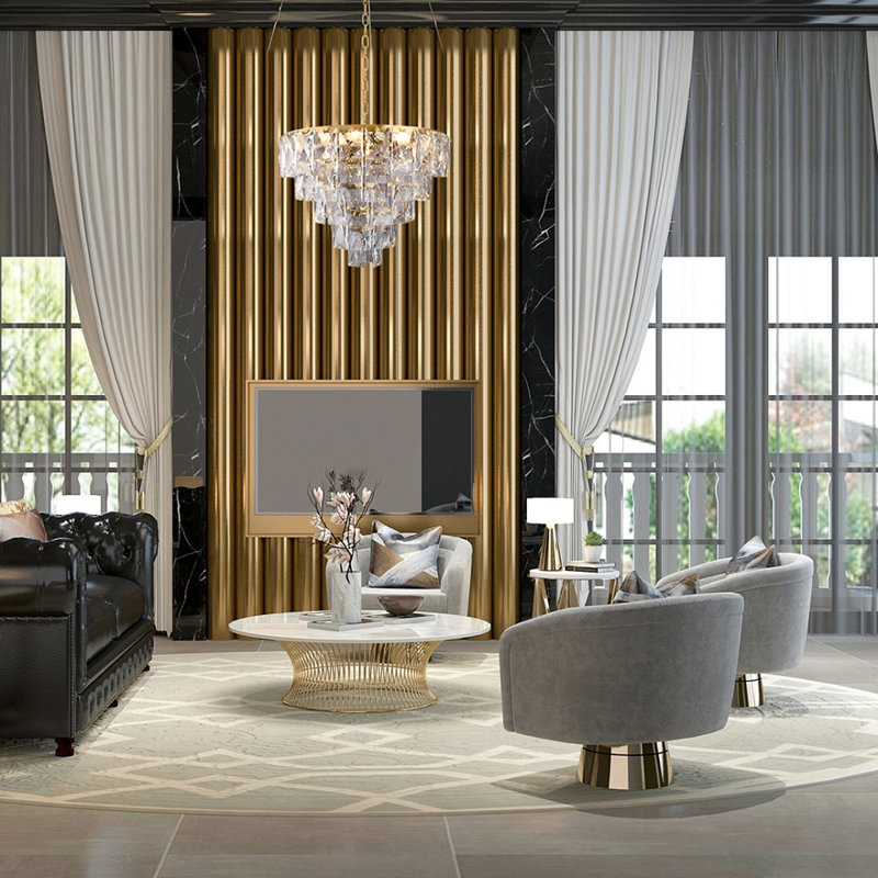 Anyia 6 - Light Crystal Chandelier, Gold