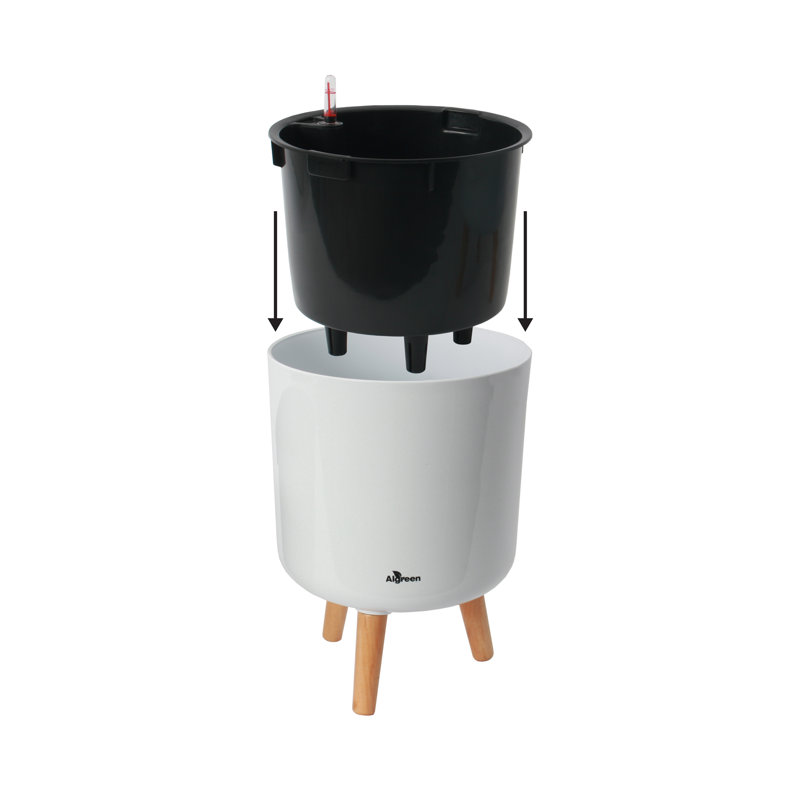 Modena Self-Watering Planter with Stand, 13.25"H x 9"W x 9"D, White
