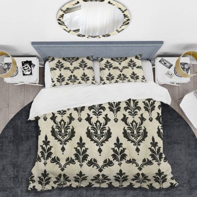 Ivory Cream Damask Harmony III - Transitional Duvet Cover Set