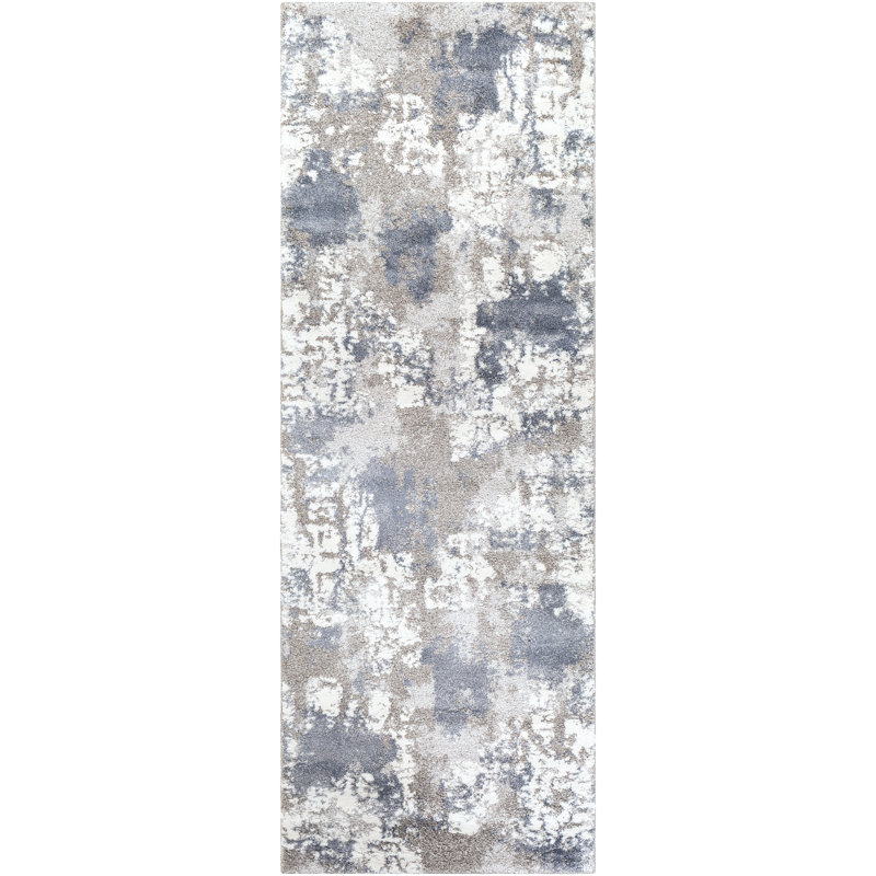 Tapis abstrait brun clair / gris / taupe Kular, Tapis de couloir 2 pi 7 po x 7 pi 3 po